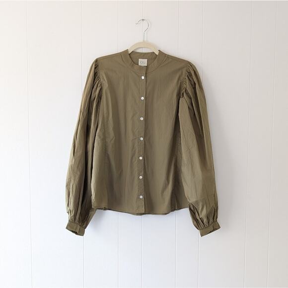 NWT OU. Aubergine 100% Cotton Olive Blouse Top, size S - Picture 1 of 7